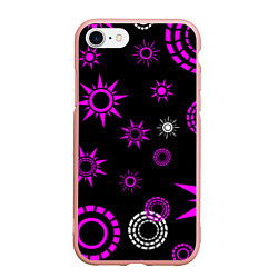 Чехол iPhone 7/8 матовый Калейдоскоп круги, цвет: 3D-светло-розовый
