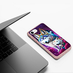 Чехол iPhone 7/8 матовый Полярные волки - нейросеть, цвет: 3D-светло-розовый — фото 2