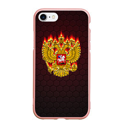 Чехол iPhone 7/8 матовый Пылающий герб РФ