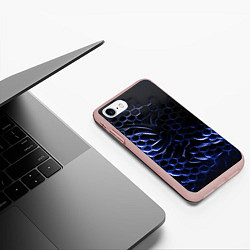 Чехол iPhone 7/8 матовый Синие объемные плиты, цвет: 3D-светло-розовый — фото 2