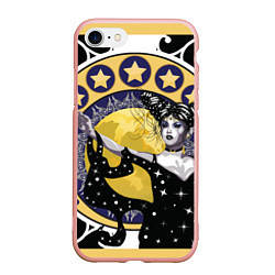 Чехол iPhone 7/8 матовый Древняя богиня Никс и рамка в стиле модерн с луной, цвет: 3D-светло-розовый
