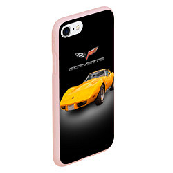 Чехол iPhone 7/8 матовый Американский спорткар Chevrolet Corvette Stingray, цвет: 3D-светло-розовый — фото 2