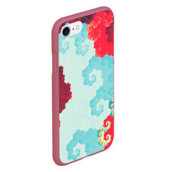 Чехол iPhone 7/8 матовый Пиксельный цветочный паттерн, цвет: 3D-малиновый — фото 2