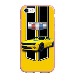 Чехол iPhone 7/8 матовый Мощный маслкар Chevrolet Camaro 2010 года, цвет: 3D-светло-розовый