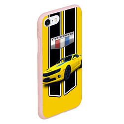 Чехол iPhone 7/8 матовый Мощный маслкар Chevrolet Camaro 2010 года, цвет: 3D-светло-розовый — фото 2