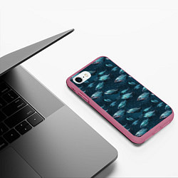 Чехол iPhone 7/8 матовый Текстура из рыбок, цвет: 3D-малиновый — фото 2