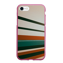 Чехол iPhone 7/8 матовый Абстрактные зелёные и оранжевые линии, цвет: 3D-малиновый