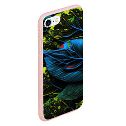 Чехол iPhone 7/8 матовый Синий лист абстракция, цвет: 3D-светло-розовый — фото 2