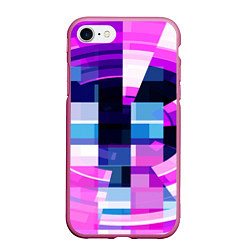 Чехол iPhone 7/8 матовый Розовые фигуры и глитчи, цвет: 3D-малиновый