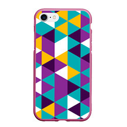 Чехол iPhone 7/8 матовый Разноцветный ромбический паттерн, цвет: 3D-малиновый