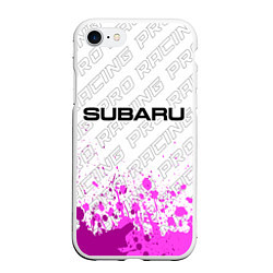 Чехол iPhone 7/8 матовый Subaru pro racing: символ сверху, цвет: 3D-белый