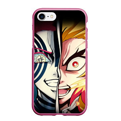 Чехол iPhone 7/8 матовый Аказа и Ренгоку - клинок, цвет: 3D-малиновый