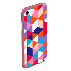 Чехол iPhone 7/8 матовый Ромбический разноцветный паттерн, цвет: 3D-малиновый — фото 2