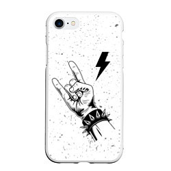 Чехол iPhone 7/8 матовый AC DC и рок символ, цвет: 3D-белый