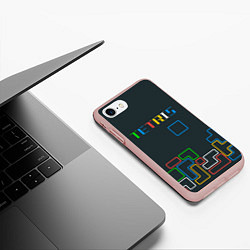 Чехол iPhone 7/8 матовый Tetris neon, цвет: 3D-светло-розовый — фото 2