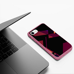 Чехол iPhone 7/8 матовый Тёмно-розовые фигуры во тьме, цвет: 3D-малиновый — фото 2