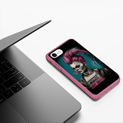 Чехол iPhone 7/8 матовый Punks no dead girl, цвет: 3D-малиновый — фото 2