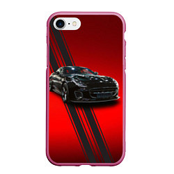 Чехол iPhone 7/8 матовый Британский спорткар Jaguar, цвет: 3D-малиновый