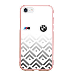 Чехол iPhone 7/8 матовый BMW m power - белый, цвет: 3D-светло-розовый