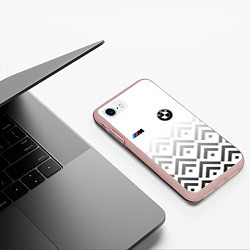 Чехол iPhone 7/8 матовый BMW m power - белый, цвет: 3D-светло-розовый — фото 2