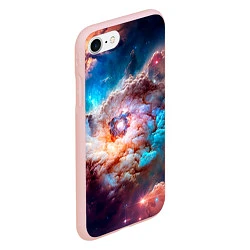 Чехол iPhone 7/8 матовый Небула в космосе в голубо-розовых тонах - нейронна, цвет: 3D-светло-розовый — фото 2