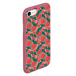 Чехол iPhone 7/8 матовый Летний паттерн с арбузами, цвет: 3D-малиновый — фото 2