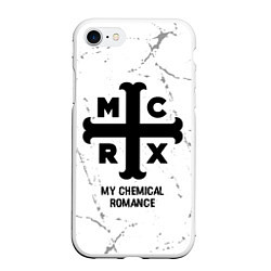 Чехол iPhone 7/8 матовый My Chemical Romance glitch на светлом фоне, цвет: 3D-белый