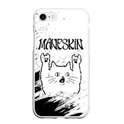 Чехол iPhone 7/8 матовый Maneskin рок кот на светлом фоне, цвет: 3D-белый