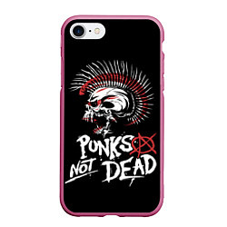 Чехол iPhone 7/8 матовый Punks not dead - анархия, цвет: 3D-малиновый
