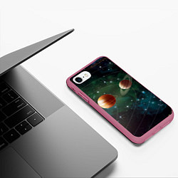 Чехол iPhone 7/8 матовый Планетная система, цвет: 3D-малиновый — фото 2