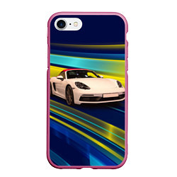 Чехол iPhone 7/8 матовый Спортивная немецкая машина Porsche 911, цвет: 3D-малиновый