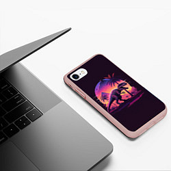 Чехол iPhone 7/8 матовый Retrowave Trex, цвет: 3D-светло-розовый — фото 2