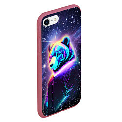 Чехол iPhone 7/8 матовый Светящийся космический медведь, цвет: 3D-малиновый — фото 2