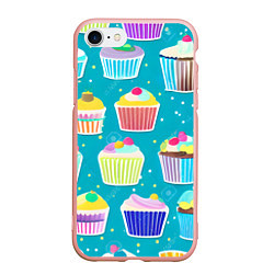 Чехол iPhone 7/8 матовый Торты и кексы, цвет: 3D-светло-розовый