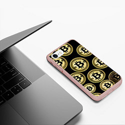 Чехол iPhone 7/8 матовый Монеты биткоина, цвет: 3D-светло-розовый — фото 2