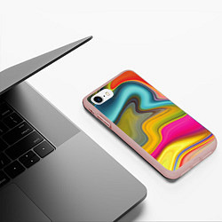 Чехол iPhone 7/8 матовый Волны цвета, цвет: 3D-светло-розовый — фото 2