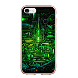 Чехол iPhone 7/8 матовый Психоделика в зеленом - нейронная сеть, цвет: 3D-светло-розовый