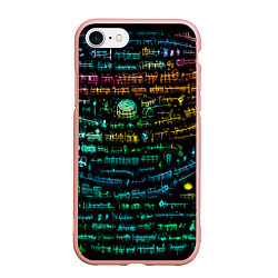 Чехол iPhone 7/8 матовый Символы психоделика - нейронная сеть, цвет: 3D-светло-розовый