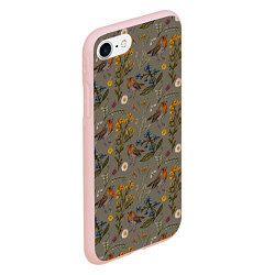 Чехол iPhone 7/8 матовый Малиновки и зверобой, цвет: 3D-светло-розовый — фото 2