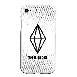 Чехол iPhone 7/8 матовый The Sims с потертостями на светлом фоне, цвет: 3D-белый