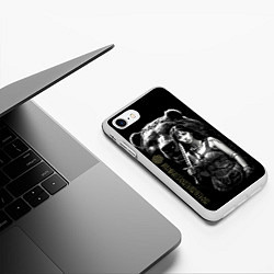 Чехол iPhone 7/8 матовый Медведь и девушка воин, цвет: 3D-белый — фото 2