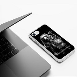 Чехол iPhone 7/8 матовый Велес с большим медведем, цвет: 3D-белый — фото 2