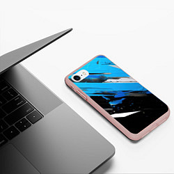 Чехол iPhone 7/8 матовый Black blue white, цвет: 3D-светло-розовый — фото 2