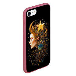 Чехол iPhone 7/8 матовый Богиня ночи - нейросеть, цвет: 3D-малиновый — фото 2