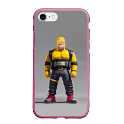 Чехол iPhone 7/8 матовый Homer Simpson - ninja - neural network, цвет: 3D-малиновый