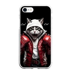 Чехол iPhone 7/8 матовый Cool fighting cat, цвет: 3D-белый