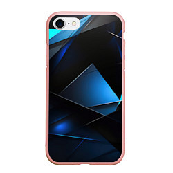 Чехол iPhone 7/8 матовый Черные и синие элементы, цвет: 3D-светло-розовый