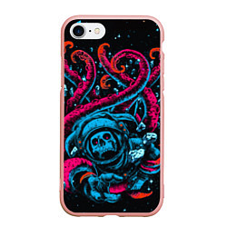 Чехол iPhone 7/8 матовый Космический монстр, цвет: 3D-светло-розовый