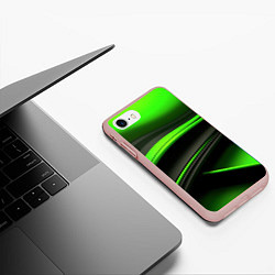 Чехол iPhone 7/8 матовый Black green textureпоп, цвет: 3D-светло-розовый — фото 2