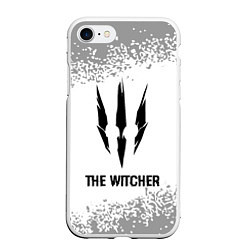 Чехол iPhone 7/8 матовый The Witcher glitch на светлом фоне, цвет: 3D-белый
